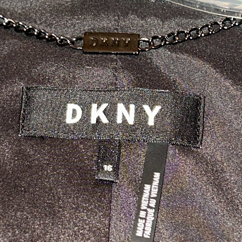 DKNY Charcoal Pinstripe Blazer Skirt Set 16 Career Vintage Professional Polished - Picture 2 of 16